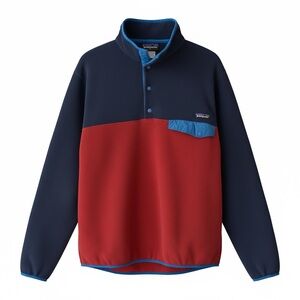 Patagonia Synchilla Navy and Red‎ Snap-T Pullover